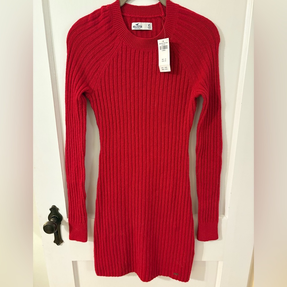 Hollister Vibrant Red Knit Sweater Dress